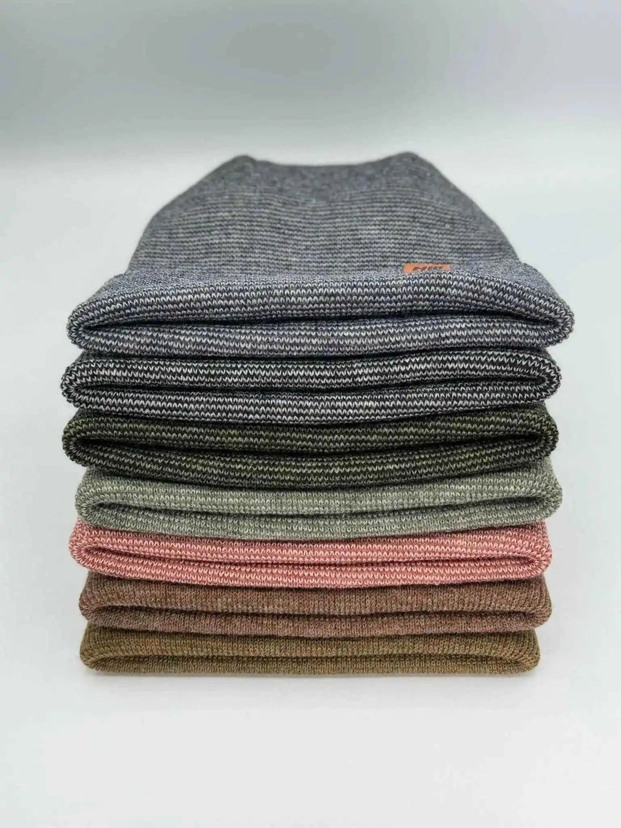 Patented H Stitch Fusion Cuffed Beanie, Burgundy and Pink