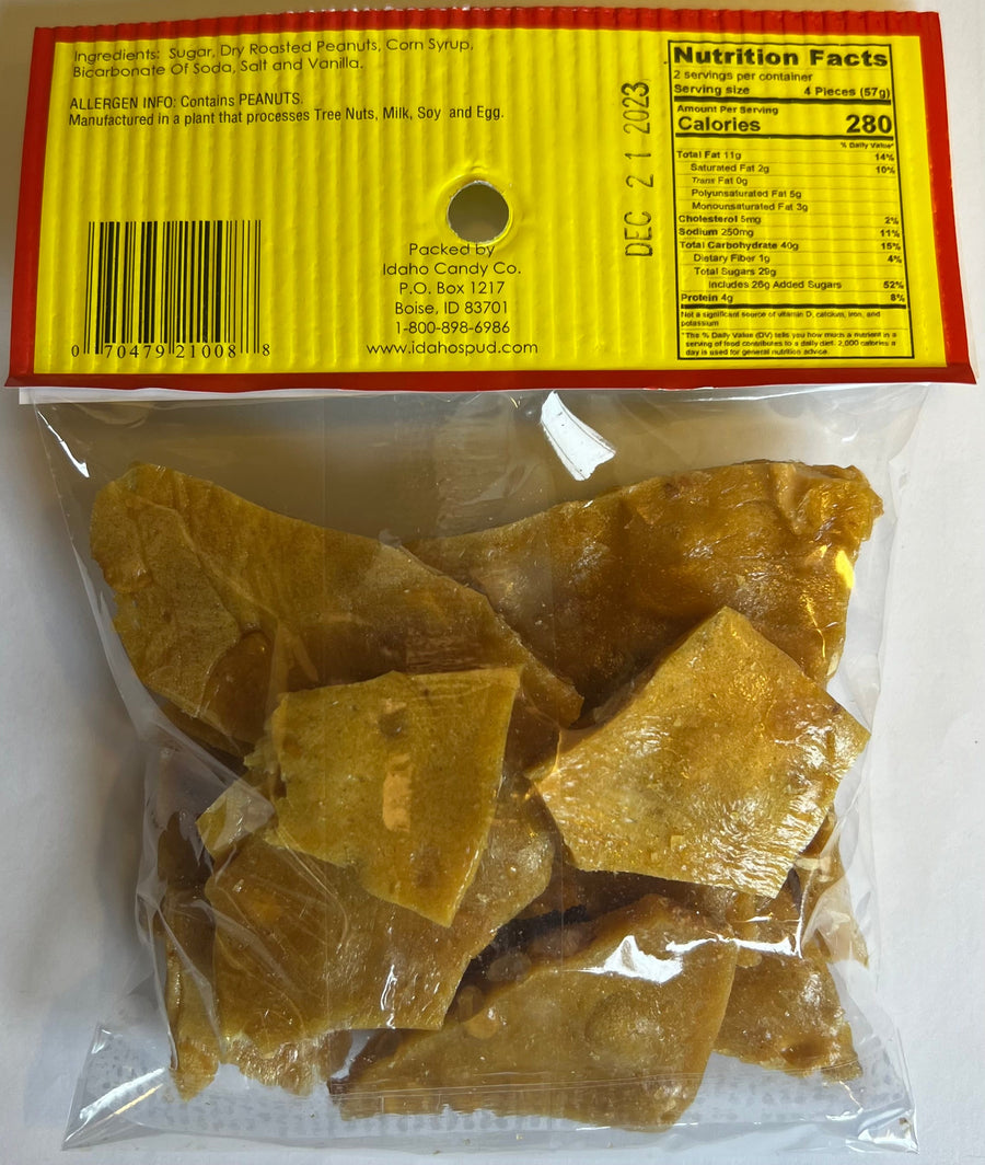 Old-Fashioned Peanut Brittle Candy – 4 oz Bag – rear package view