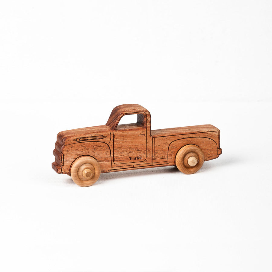Natural Mahogany Toy Pickup Truck, 5.5 in.
