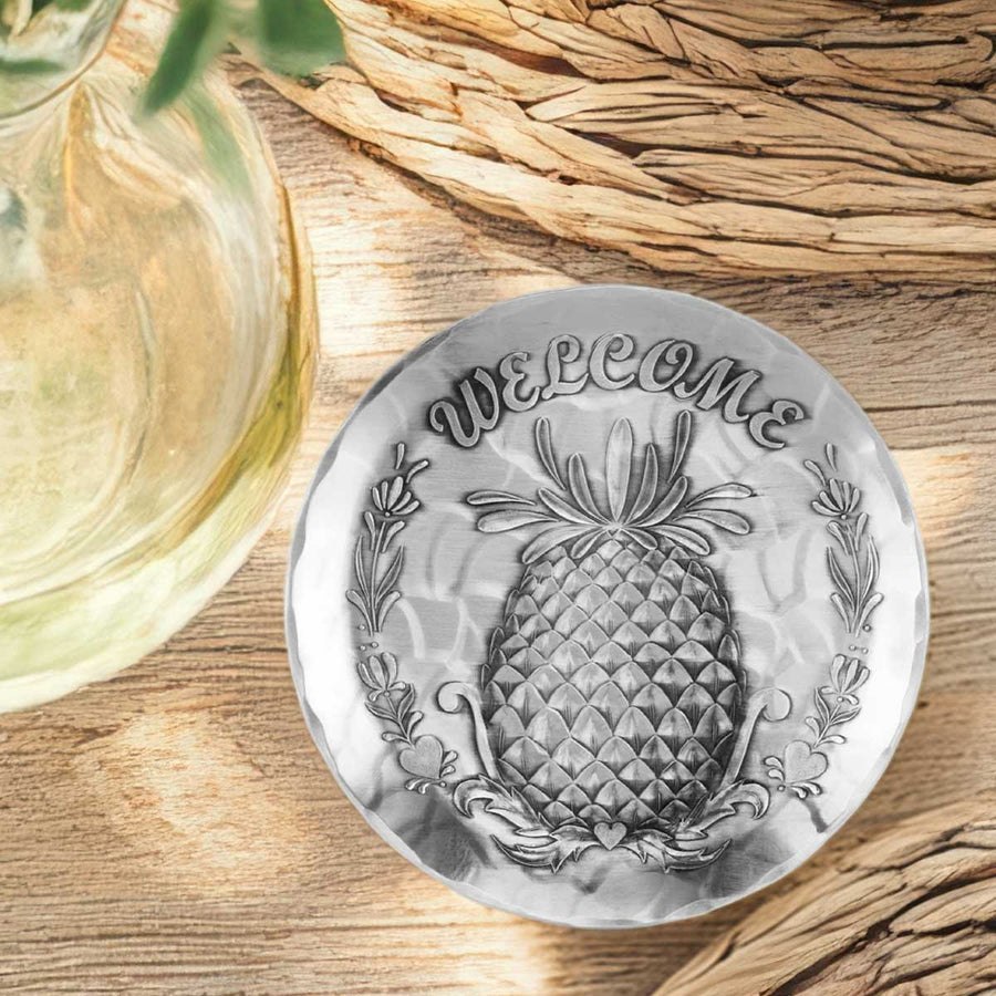 Styled display featuring Pineapple Welcome Coaster