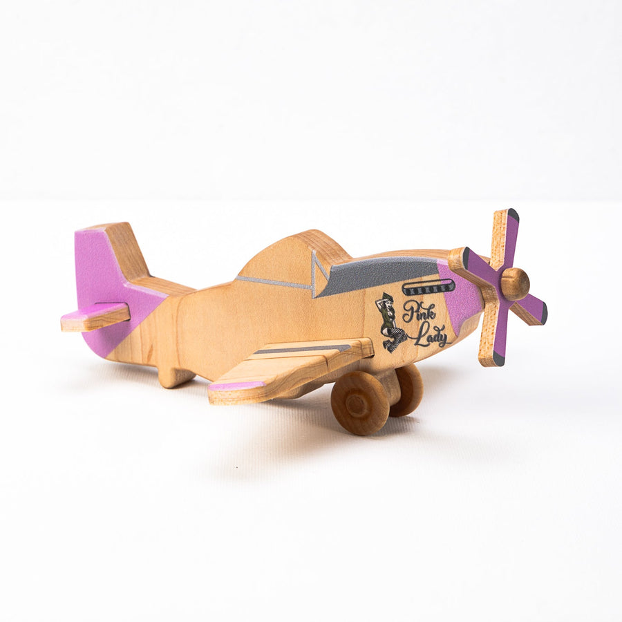 Pink Lady P-51 Mustang Wooden Toy Airplane