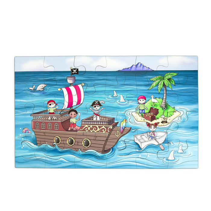 Ahoy Pirate 24-Piece Wooden Jigsaw Puzzle, 11 × 19 in.