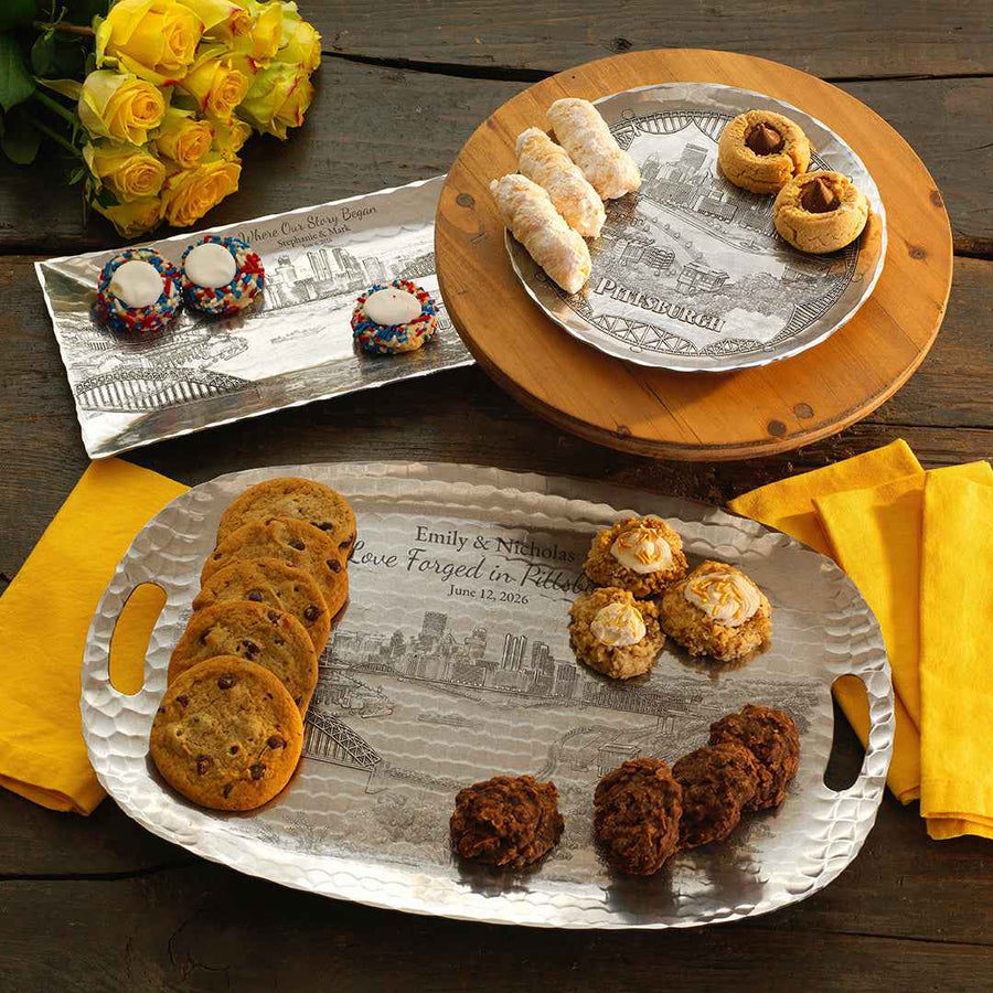 Collection display featuring Pittsburgh Skyline Luncheon Tray