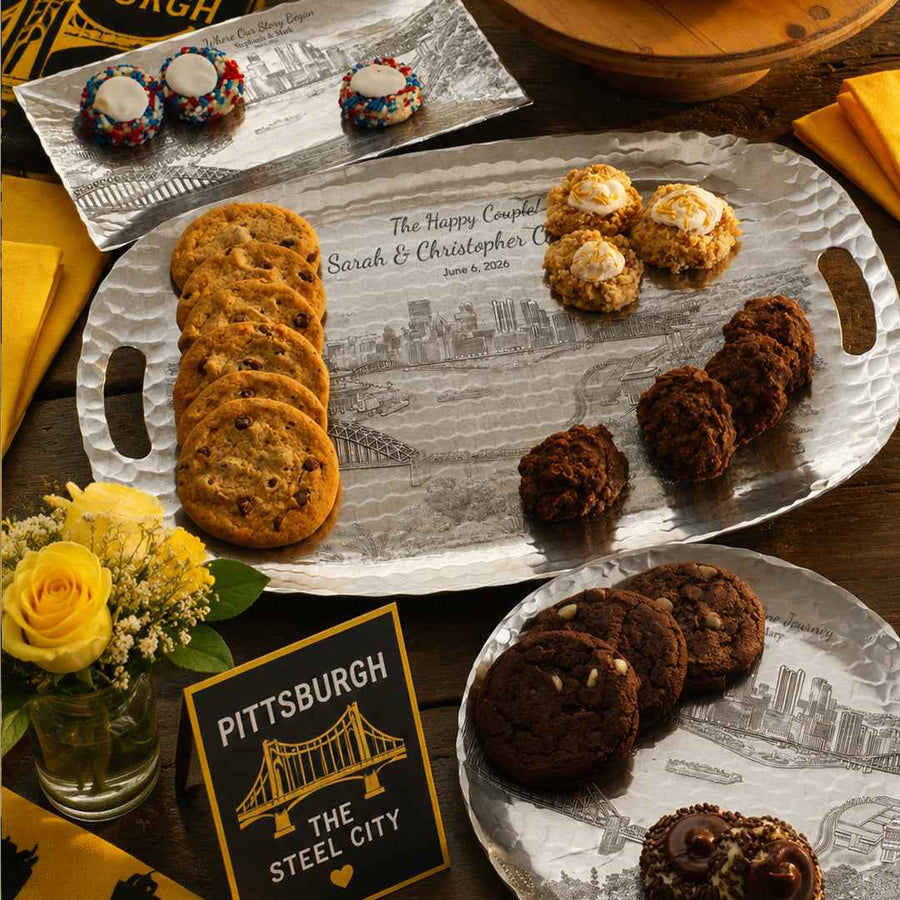 Collection display featuring Pittsburgh Skyline Luncheon Tray