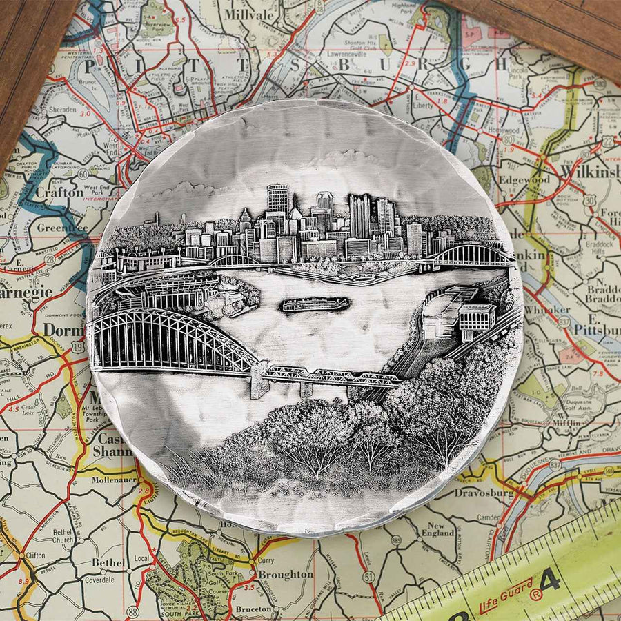 Styled display featuring Pittsburgh Skyline Coaster