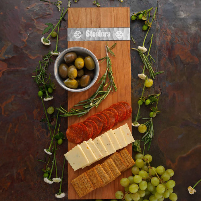 Styled display featuring Pittsburgh Steelers Charcuterie Board