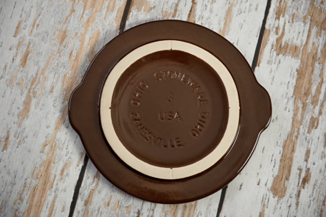 3-Gallon Stoneware Crock Cover - underside showing the seating surface