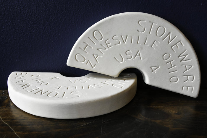 4-Gallon Stoneware Crock Weight Set - two semicircular ceramic weights