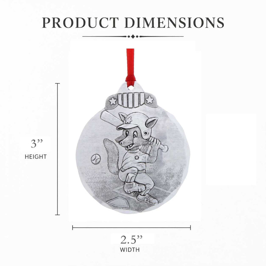Product dimension guide for Baseball Fox Ornament