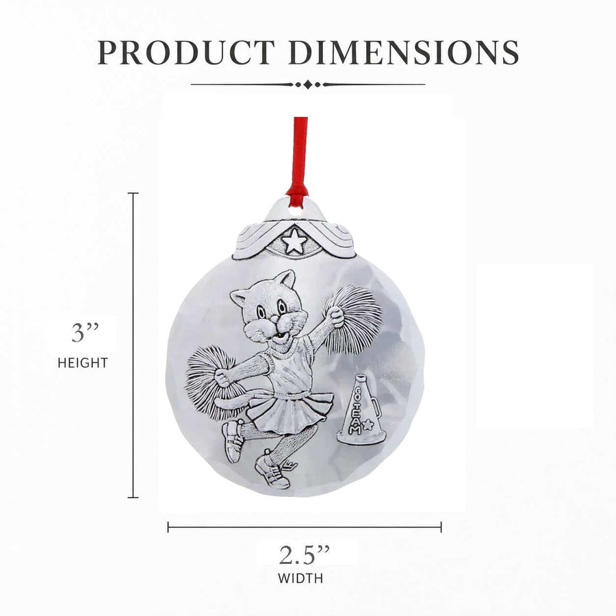Product dimension guide for Cheerleader Cat Ornament
