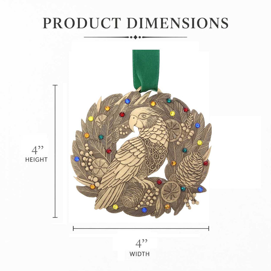 Product dimension guide for Merry Parrot Ornament with Crystals