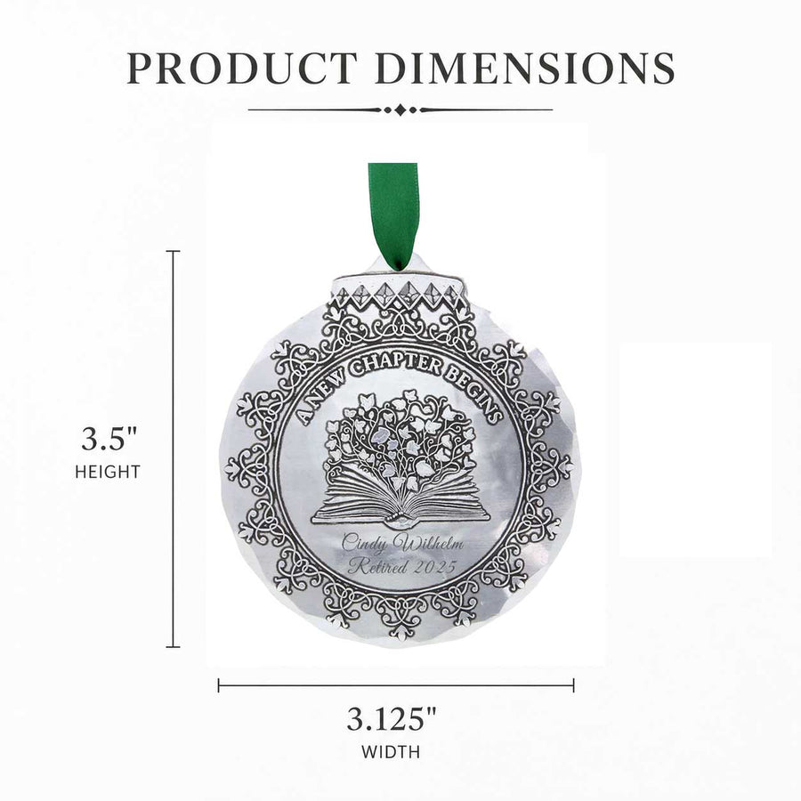 Product dimension guide for A New Chapter Begins Ornament
