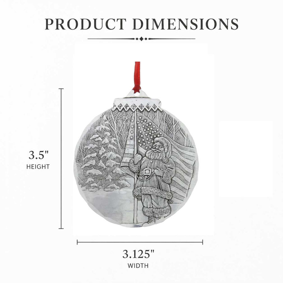 Product dimension guide for Patriotic Santa Ornament