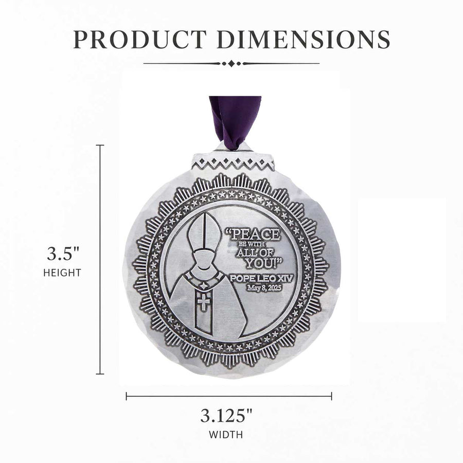 Product dimension guide for Pope Leo Ornament