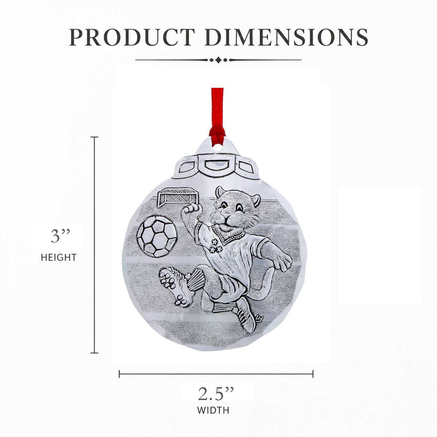 Product dimension guide for Soccer Tiger Ornament