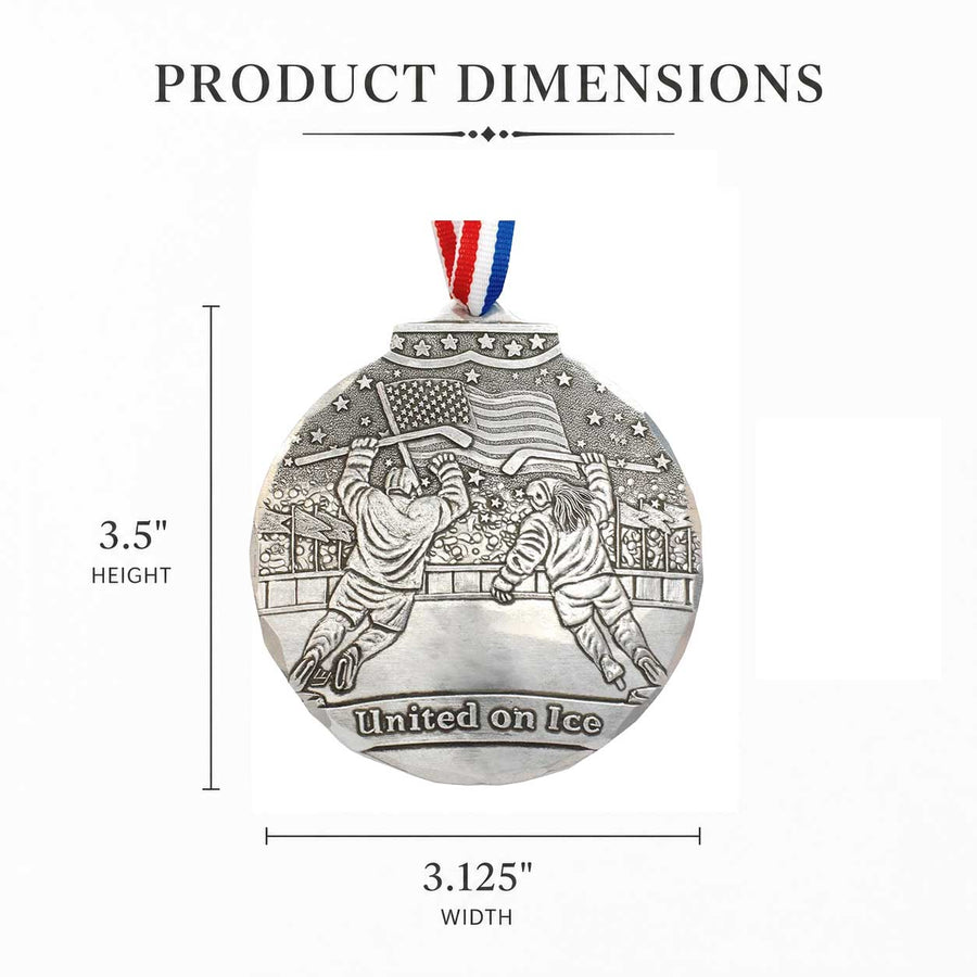 Product dimension guide for United on Ice Patriotic Hockey Ornament
