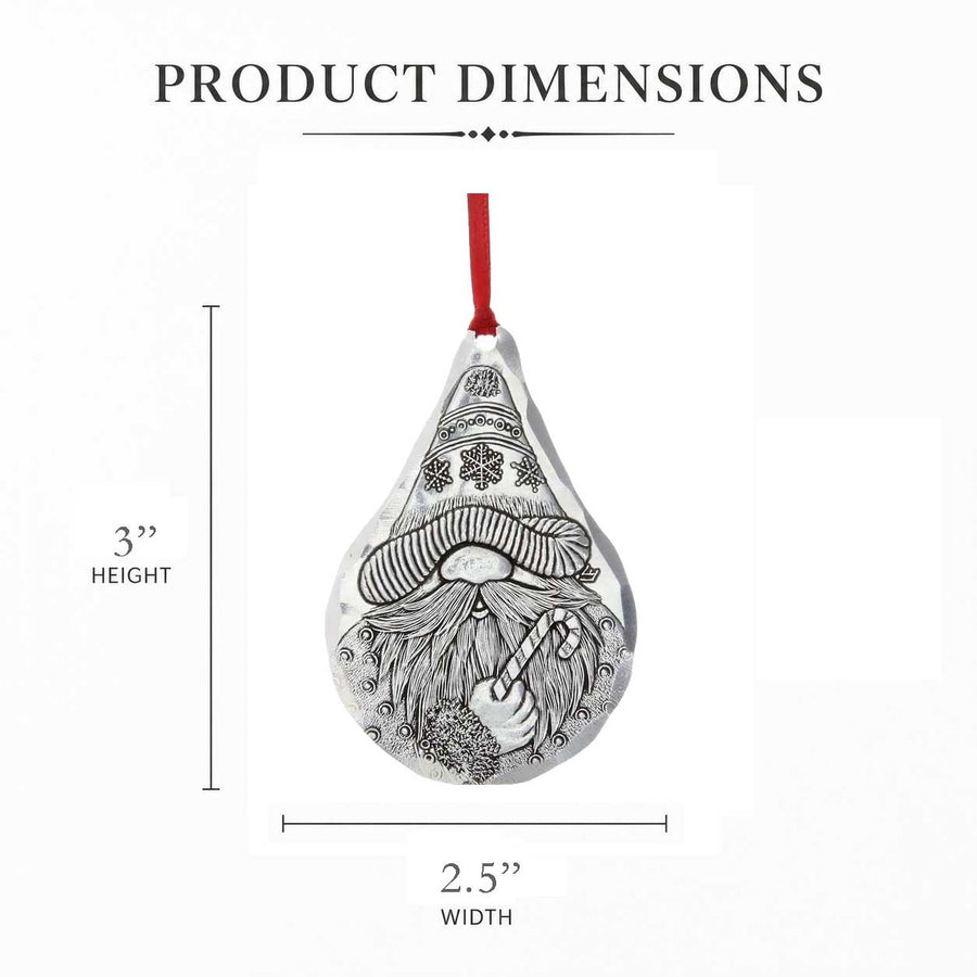 Product dimension guide for Candy Cane Gnome Ornament