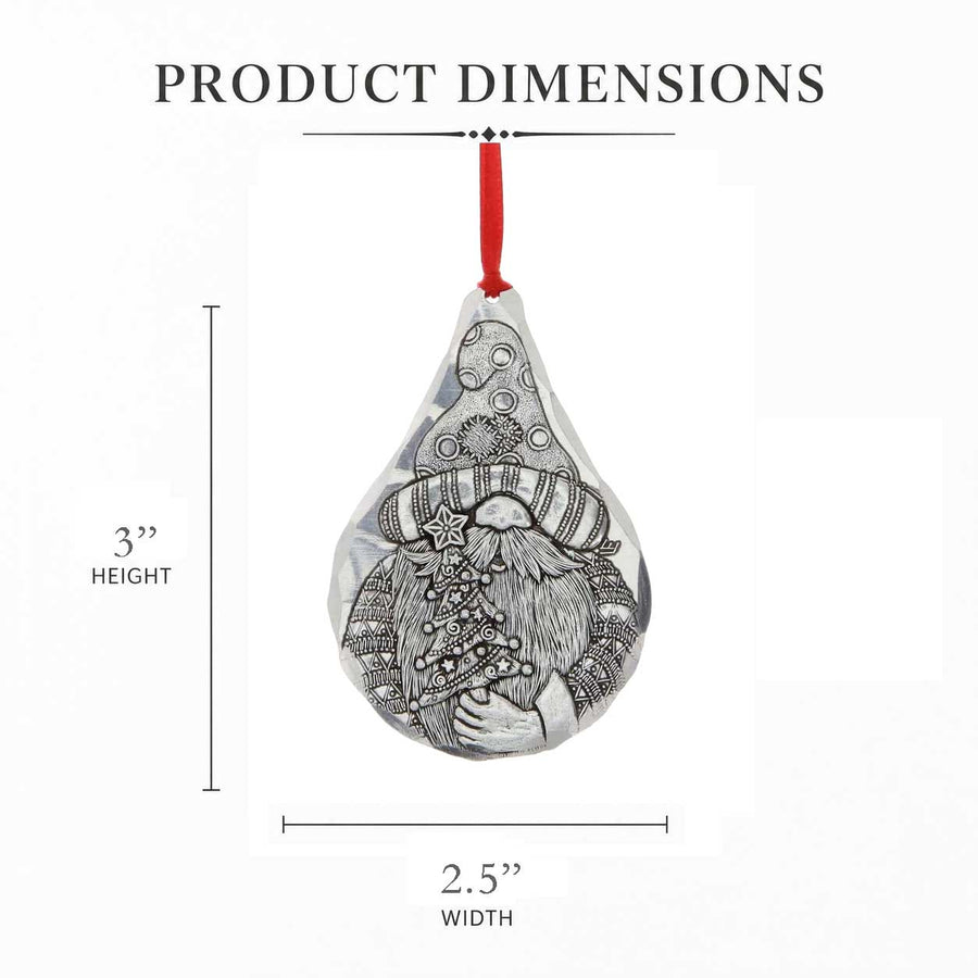 Product dimension guide for Christmas Tree Gnome Ornament