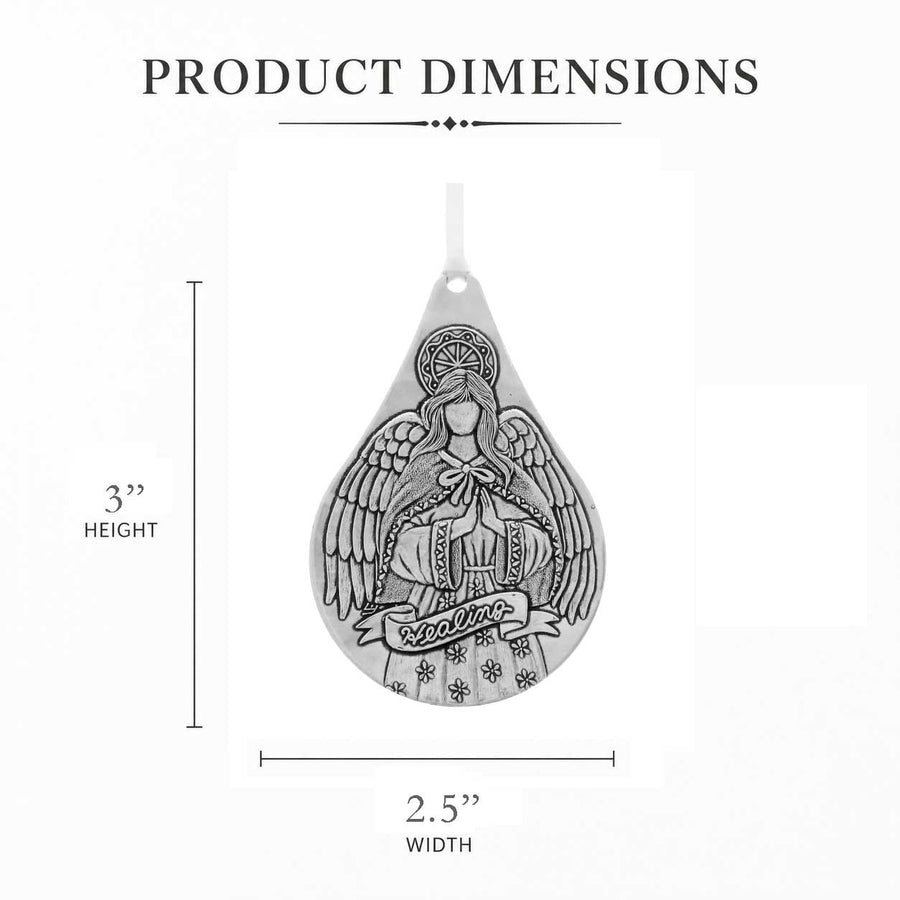 Product dimension guide for Healing Angel Teardrop Ornament