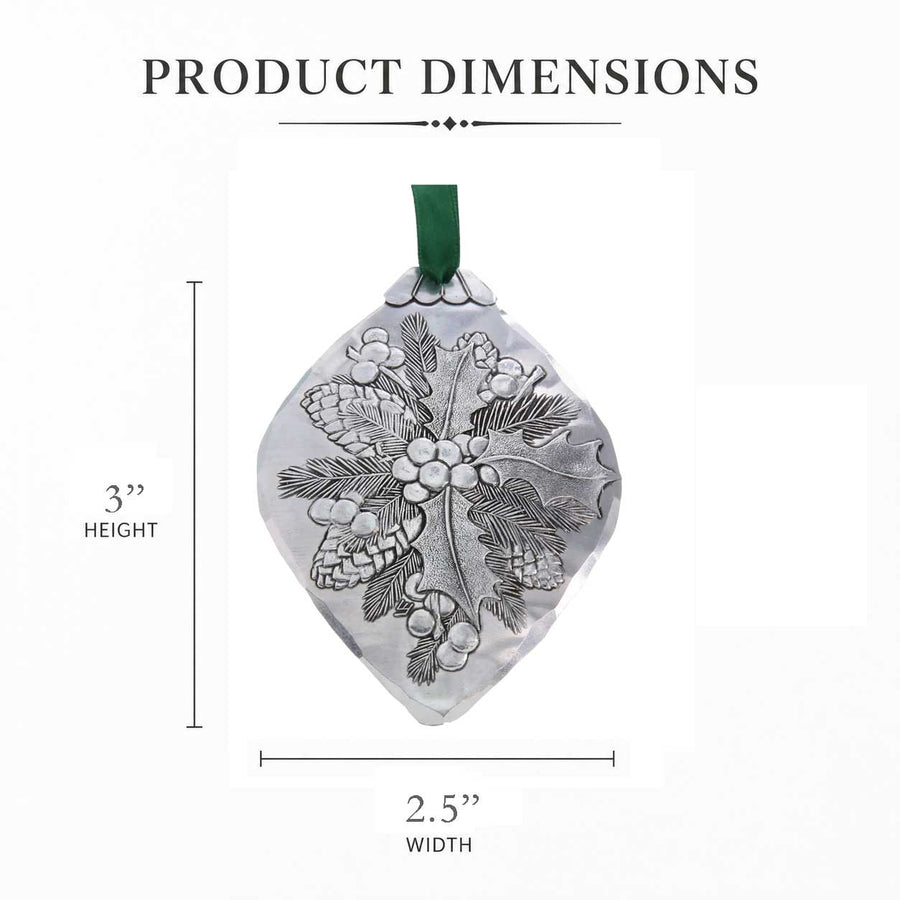 Product dimension guide for Holly Bulb Ornament