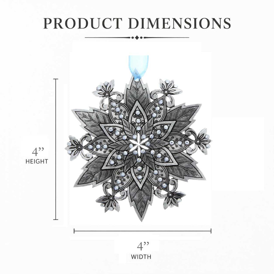 Product dimension guide for Snow Crystal Poinsettia Ornament