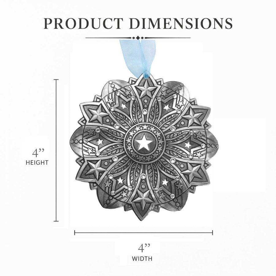 Product dimension guide for Star Spangled Snow Crystal 2026 Ornament