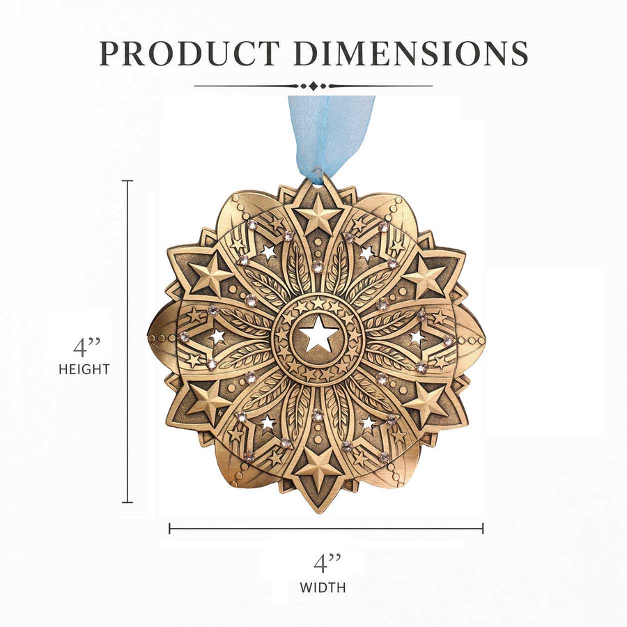 Product dimension guide for Star Spangled Snow Crystal 2026 Ornament