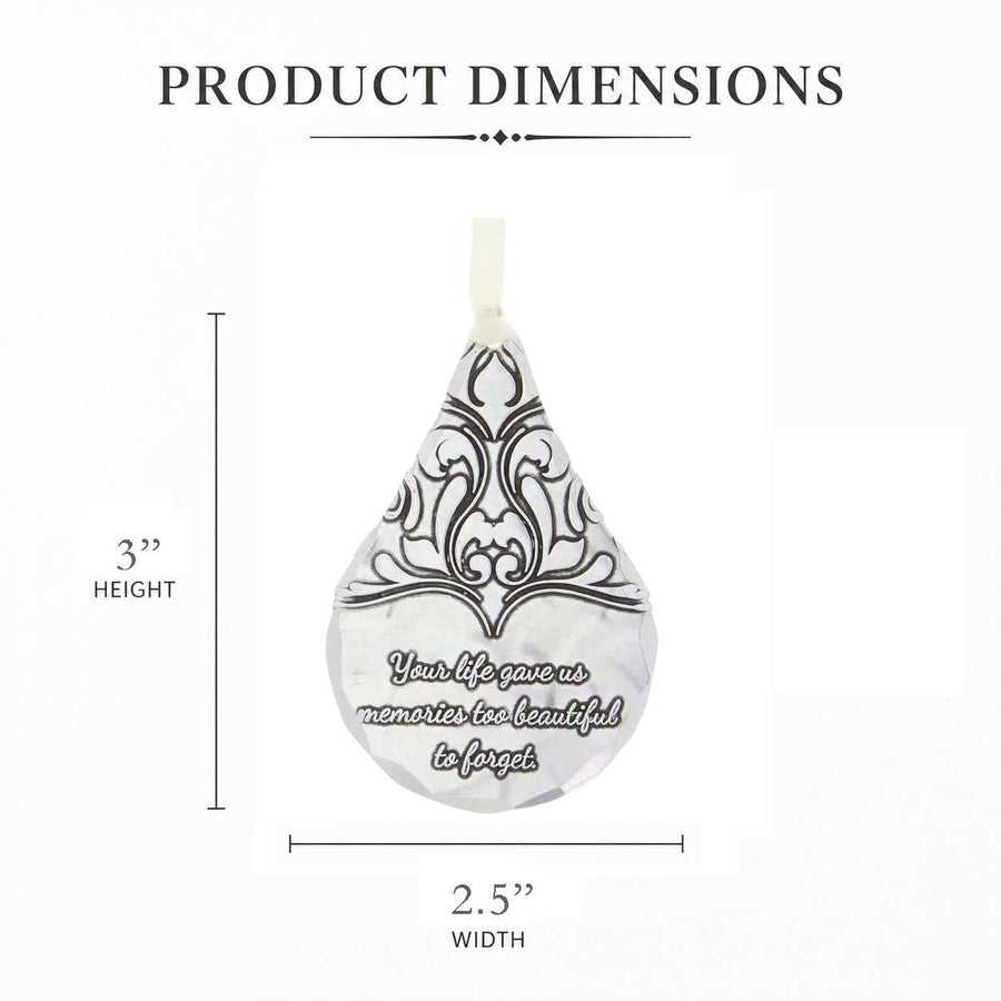 Product dimension guide for Teardrop Memorial Ornament