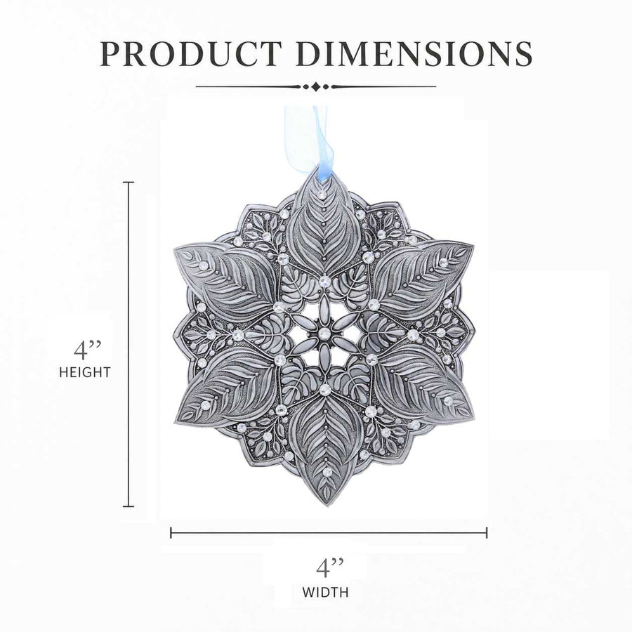 Product dimension guide for Snow Crystal Winter Greens Ornament
