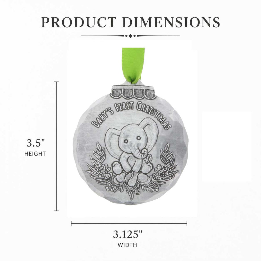 Product dimension guide for Baby's First Christmas Elephant Ornament