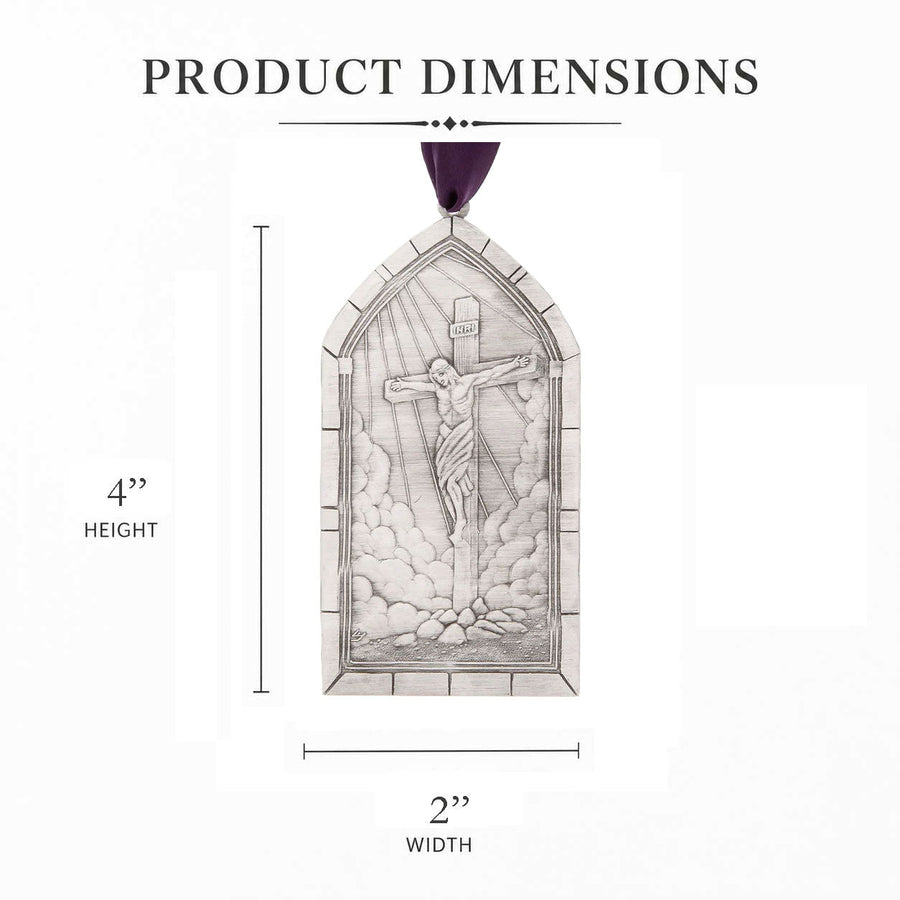 Product dimension guide for Crucifixion Cathedral Window Ornament
