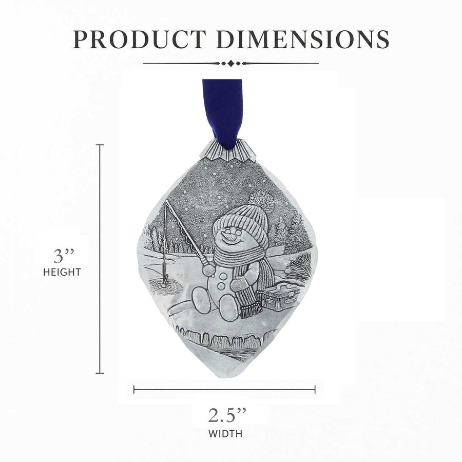 Product dimension guide for Frosty Fisherman Ornament