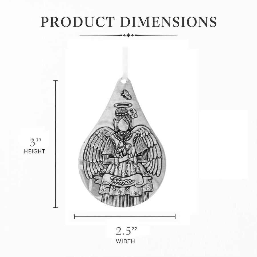 Product dimension guide for Hope Angel Teardrop Ornament