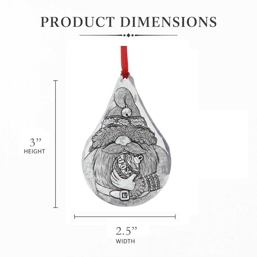 Product dimension guide for Gnome Christmas Ornament Set - 3 Piece