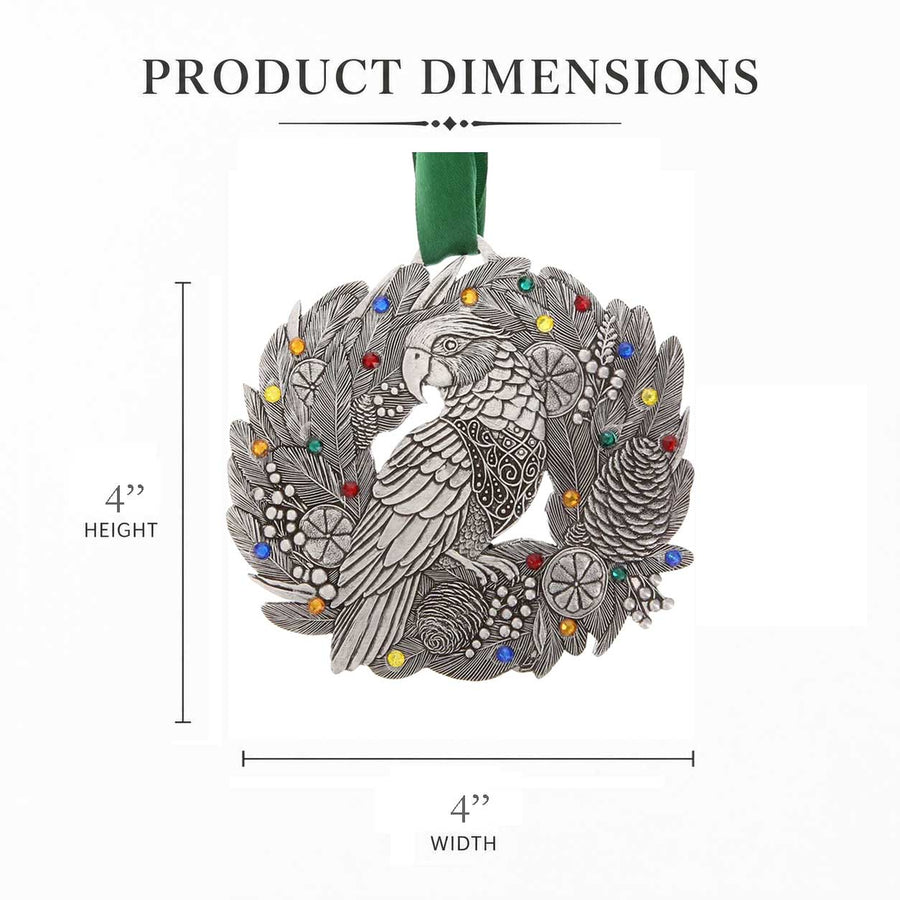 Product dimension guide for Merry Parrot Ornament with Crystals