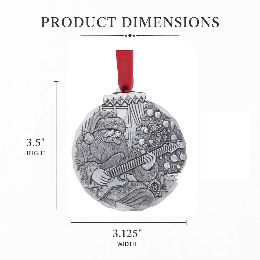Product dimension guide for Rock-N-Roll Santa Ornament
