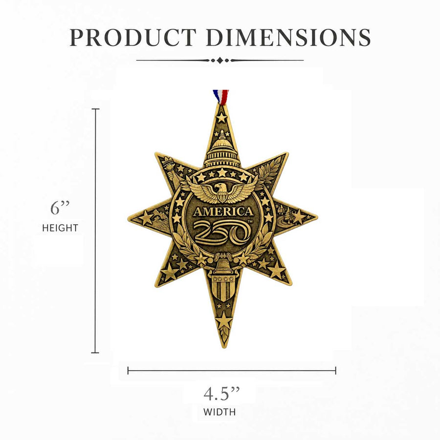 Product dimension guide for America250 Sea to Shining Sea Star Ornament