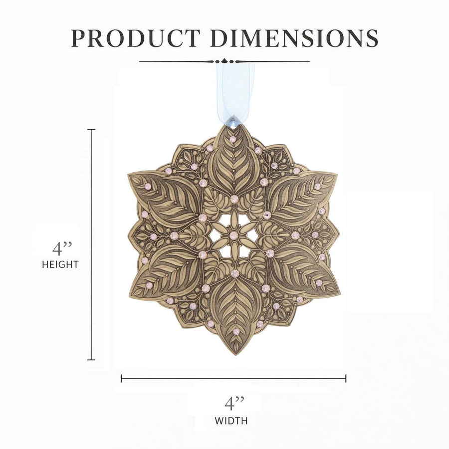 Product dimension guide for Snow Crystal Winter Greens Ornament