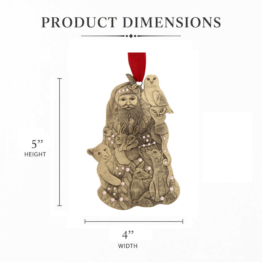 Product dimension guide for Woodland Santa Ornament