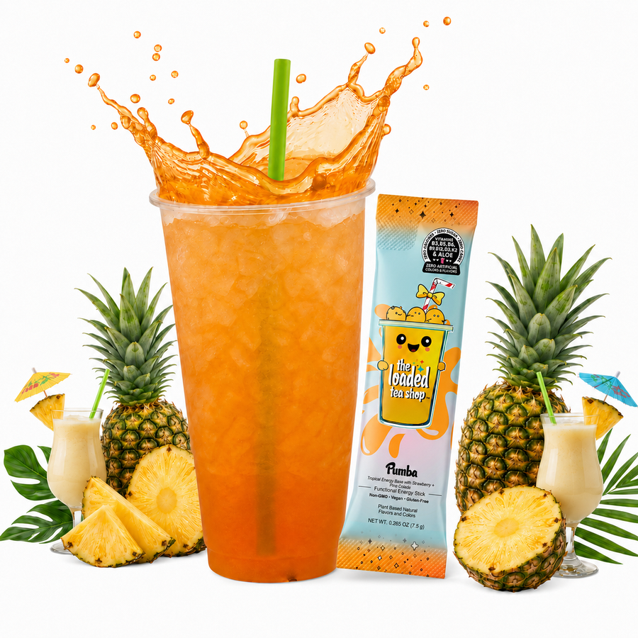 Pumba loaded tea mix in strawberry and piña colada flavor
