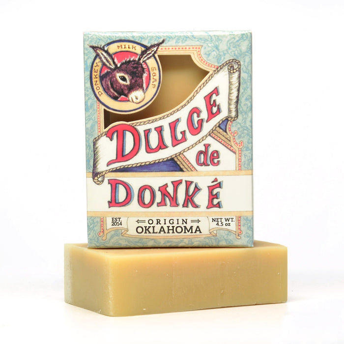 Pure unscented donkey milk soap bar with its branded box