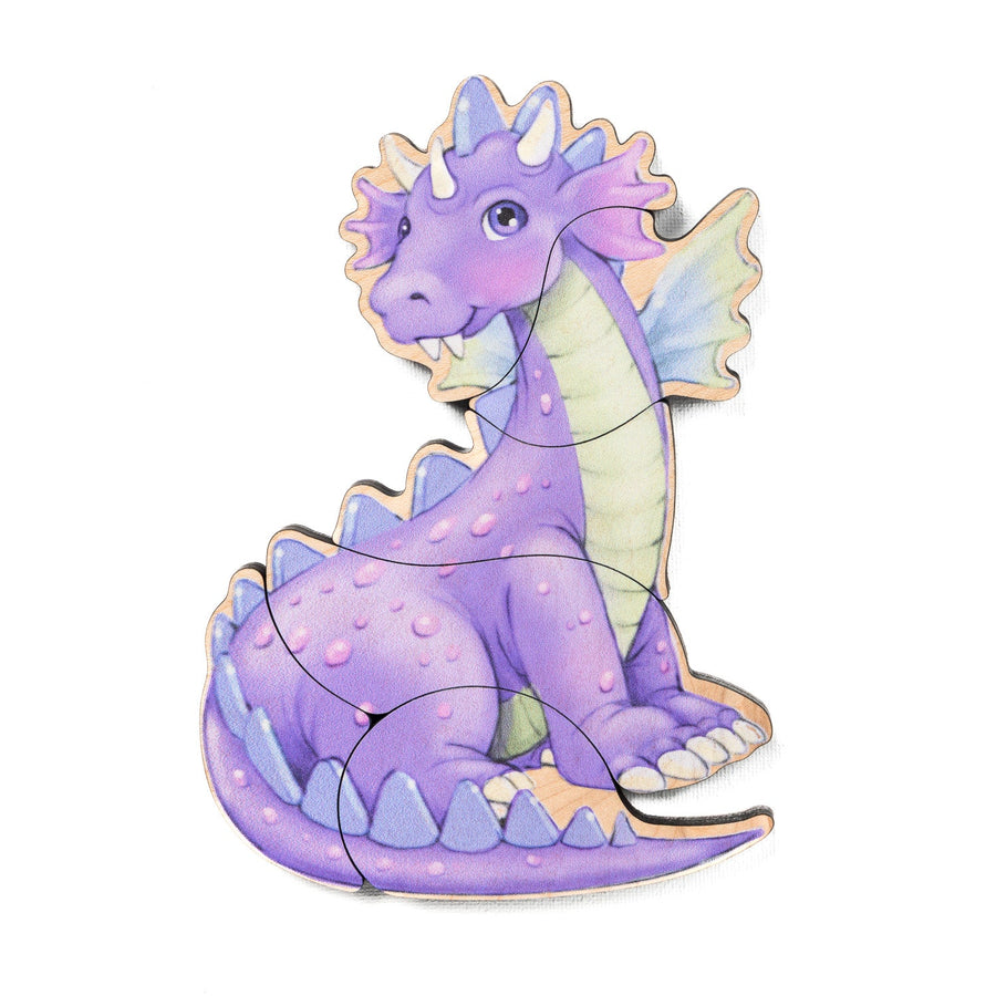 Purple dragon magnetic wooden puzzle character