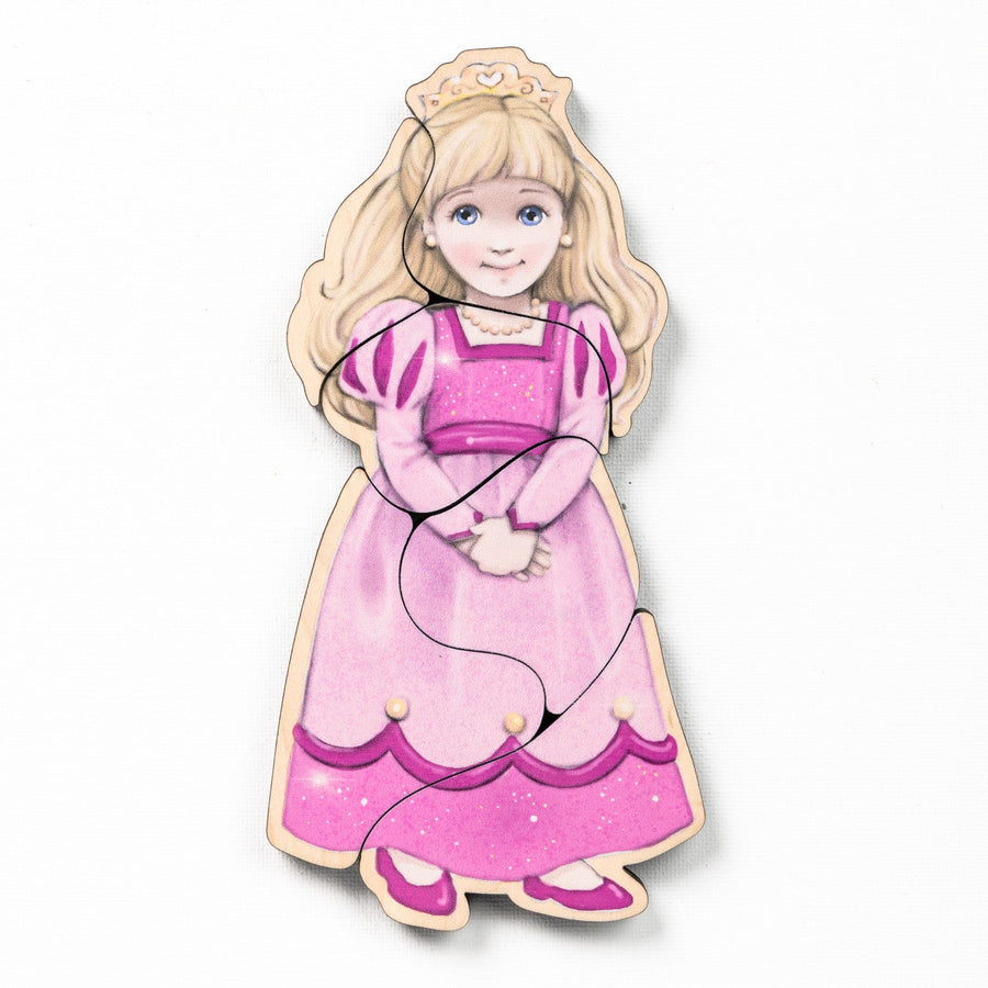 Princess in a pink dress magnetic wooden puzzle character