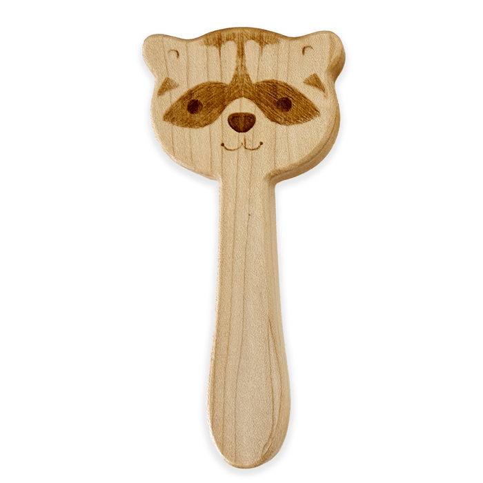 Raccoon Wooden Baby Rattle – Solid Maple
