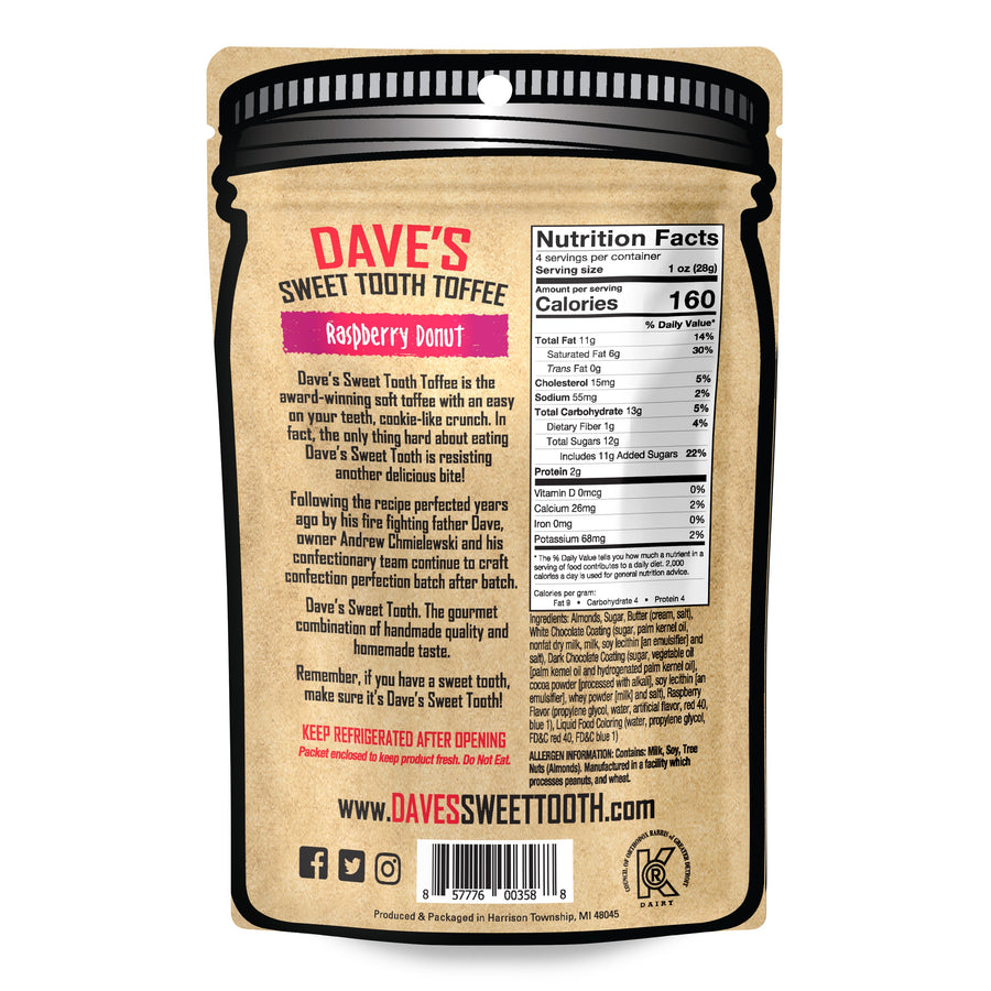 Raspberry Donut Toffee — back or label view