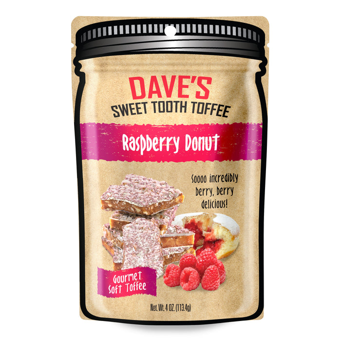 Raspberry Donut Toffee — front packaging view