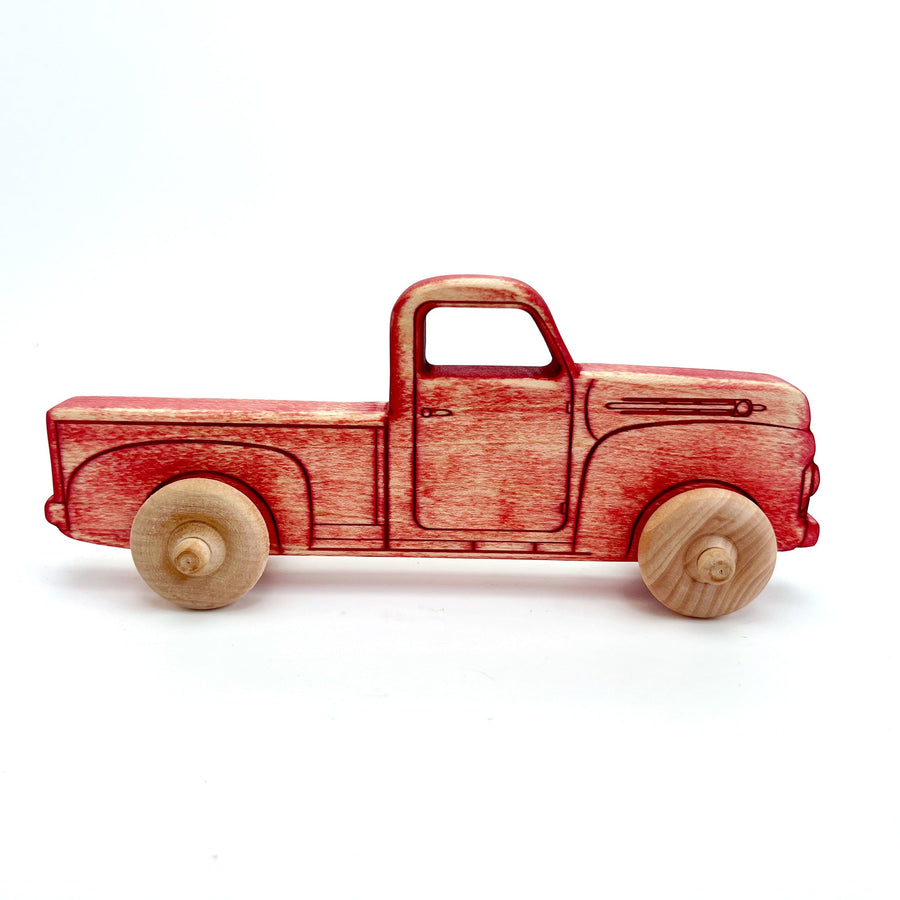 Vintage Red Maple Toy Pickup Truck, 9 in.
