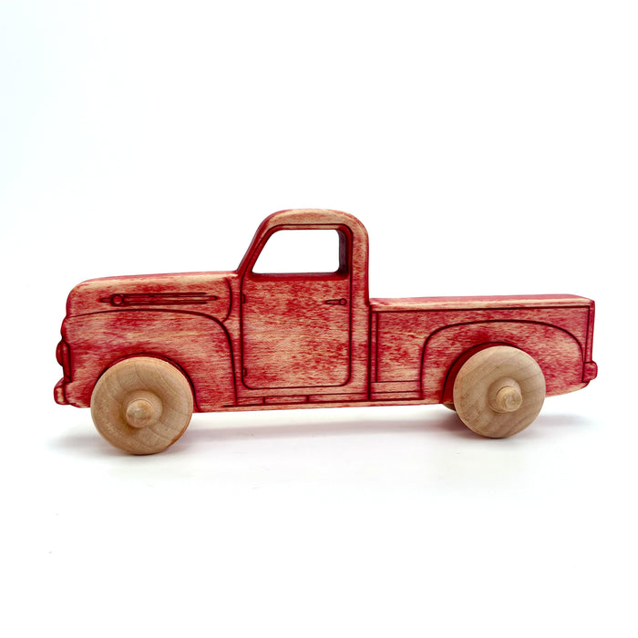 Vintage Red Maple Toy Pickup Truck, 9 in.