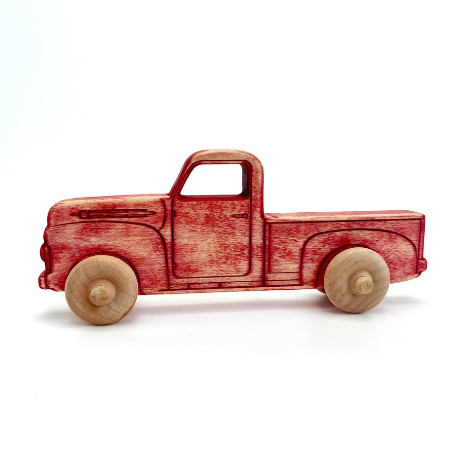 Vintage Red Maple Toy Pickup Truck, 9 in.