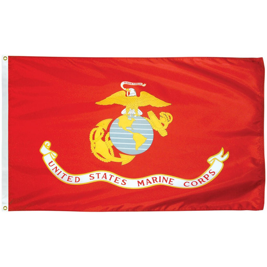 Red U.S. Marine Corps flag with Eagle, Globe and Anchor and brass grommets